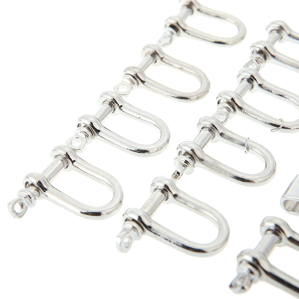10 PCS U Shape Stainless Steel Adjustable Anchor Shackle Emergency Rope Survival Paracord Bracelet Buckle for Outdoor Camping