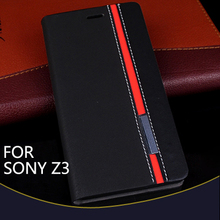 Luxury Brand Cover Case For Sony Xperia Z3 Leather Case Wallet Book Flip Stand Phone Back Cover With Card Slot 1PCS Free