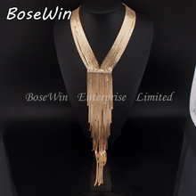 2014 Women Evening Dress Accessories Fashion Chain Collar Rhinestones Long Necklaces Statement Jewelry Black Friday Sale CE2689