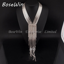 2014 Women Evening Dress Accessories Fashion Chain Collar Rhinestones Long Necklaces Statement Jewelry Black Friday Sale