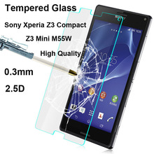 0.3mm 2.5D Ultra-thin 9H High Quality Scratch Resist Tempered Glass Screen Protector for Sony Xperia Z3 Compact Z3 Mini M55W