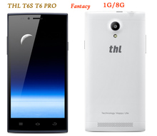 Original Mobile Phone THL T6 Pro T6S Android 4.4 MTK6592M Octa Core 5.0”IPS Screen 1GB 8GB 8MP Smartphone+Bluetooth Earphone