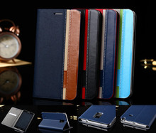 Luxury Genuine Leather for Samsung Galaxy Note 4 Note4 N9100 Case Flip Retro Mixed Color Pattern