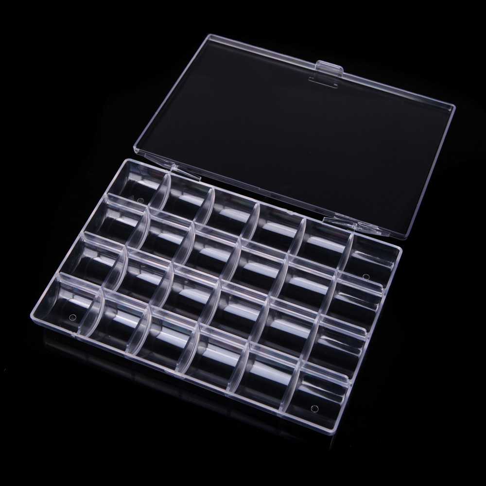 Clear Plastic Storage Box Jewelry Case Container Jewelry Packaging and Display Nail art tools 24 Slots Tools Boxes