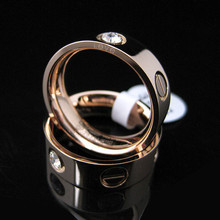 Accessories love series 14k rose gold color gold small card diamond lovers ring female finger ring gift