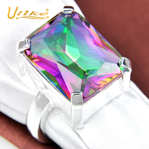 Free Shipping new Fashion Romantic Style Jewelry Rings Mystic Topaz Silver rings for women best Christmas