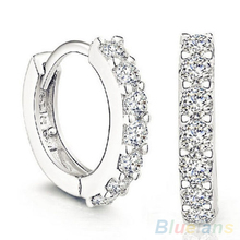 Hot Fashion Jewelry White Topaz Gemstones Crystal 925 Sterling Silver Hoop Earrings