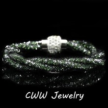 2014 New Fashion Women Jewelry Sexy Black Crystal Rhinestone Stardust Bracelets With Crystal Magnet Clasp CB104