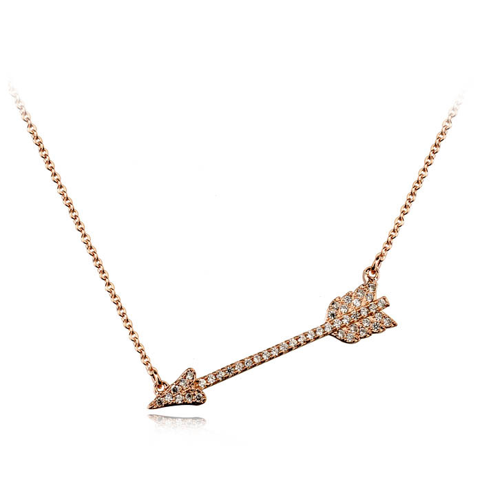 Gold plated micro pave SWA zircon cupid s arrow cupid necklace fashion chain necklace beautiful woman