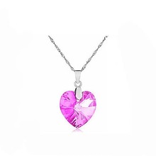 Hot sell fashion elegant temperament of silver hearts rhinestone women crystal pendant necklace
