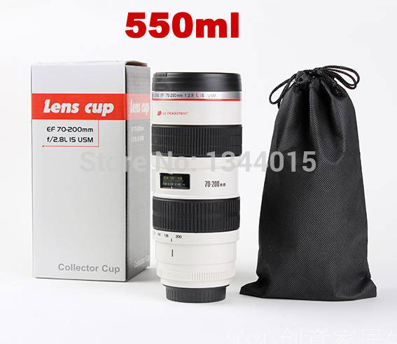 550ml Large Capacity Camera Lens Travel Cup Stainless Steel Liner Insulation Mug Christmas Present Gift for