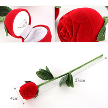Fashional Romantic Red Rose Engagement Wedding Ring Earrings Jewelry Gift Box Case V3NF