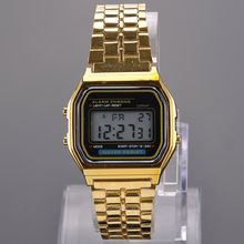 Vintage Womens Men Stainless Steel Square LED Digital Alarm Stopwatch Wrist Watch Free Shipping relogio masculino Y50*MHM102#M5
