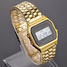 Vintage Womens Men Stainless Steel Square LED Digital Alarm Stopwatch Wrist Watch Free Shipping relogio masculino