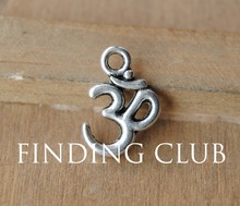 Free Shipping 50 pcs Antique Silver OM Aum Ohm Mantra Sign Charm Pendant 15x10mm  Charms Pendant Fit Jewelry Making  A13