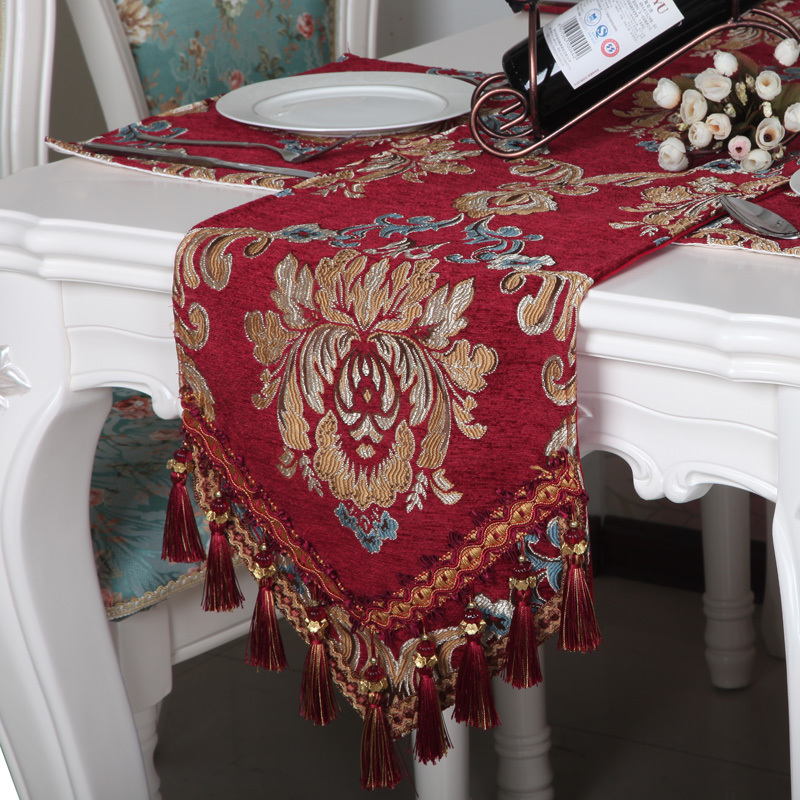 wedding bed table marking table runner runner pad pile table flag  on wedding table cloth round Table round