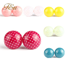 2014 Aliexpress European Famous Brand Candy Color Polka Dots Stud Earring For Fashion Girls67