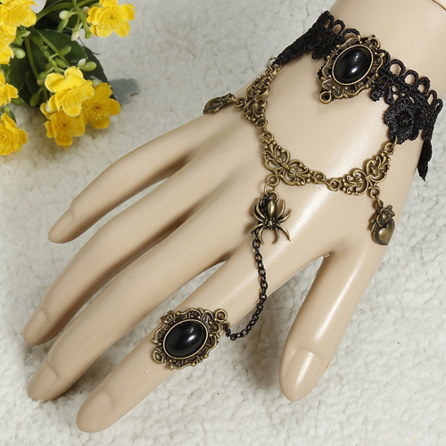 Free Shipping Lace Bracelet Flower Rings Gothic Lolita Punk Party Belly Dance