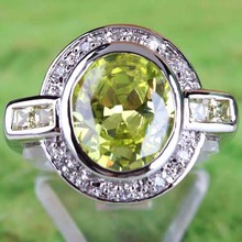 New Year Gift  Fashion Green Amethyst 925 Silver Ring Size 9 Women Jewelry Free Shipping  Christmas Gift