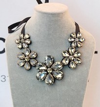 Star Jewelry 2014 Summer Fashion Elegant Gem Flower Choker Necklace Acrylic Collar Necklace For Women Wholesale Jewelry