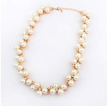 Hot sales temperament fashion jewelry pendant crystal pearl bib necklace chain statement