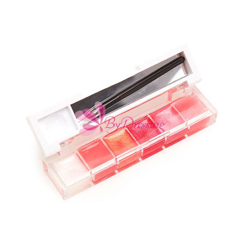 New Arrival Girl Woman Pro 6 Color Makeup Lip Gloss Lipstick Cream Palette Set 61264