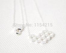 10pcs EY-N029 Free Shipping Gold and Silver hive  Necklace,Honey Bee’s House Necklace