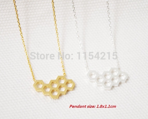 Min 1pc Gold and Silver hive Necklace Honey Bee s House Necklace EY N029