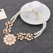 New Charm Bohemia Jewelry Crystal Pearl Flower Bib Choker Chunky Statement Collar Necklace