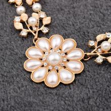 New Charm Bohemia Jewelry Crystal Pearl Flower Bib Choker Chunky Statement Collar Necklace