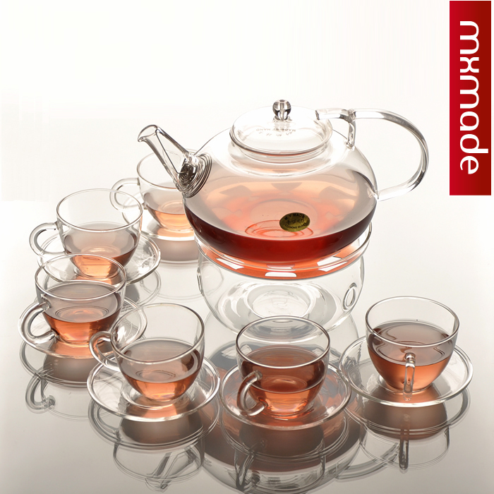 Handmade The teapot 5pcs teacup  coffe sets  transparent glass tea set slip resistant teaports