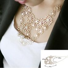HOT Women Fashion Chain Jewelry Flower Bib Choker Pendant Statement Necklace