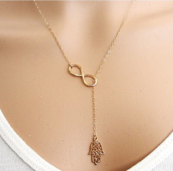 simple Acme contracted good luck number 8 the hand of Fatima short necklace for women jewelry