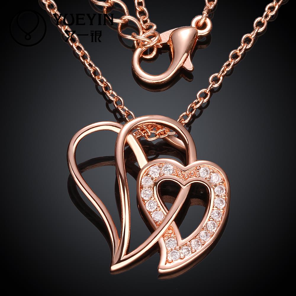 2015 New fashion brand Wedding Jewelry 18K Rose Gold Plated Link Chain Sparkly Crystal Cupid Love