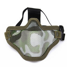 NEW Tactical Half Face Protective Gear Nylon Metal Mesh Camouflage Mask For Airsoft Paintball Hunting Free