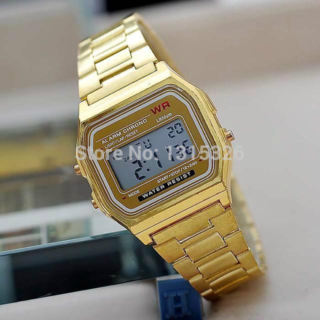  Fashion gold silver Couple Watch Cassio digital watch square military men women dress sports watches