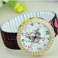 BIG flexible bracelet watch Cupid Angel Arrow Silicone watch casual dress women Quartz wristwatch Rhinestone Watch