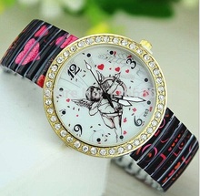 BIG flexible bracelet watch Cupid Angel Arrow Silicone watch casual dress women Quartz wristwatch Rhinestone Watch