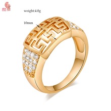 KUNIU Brand 2015 Wedding Rings For Women 18K Gold Plated Hollow Out Maze With Full Austrian