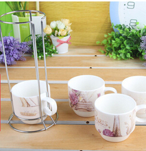 2014 Zakka Rose Eiffel Tower style Coffee mug set 4pcs set creative ceramic milk tea mug