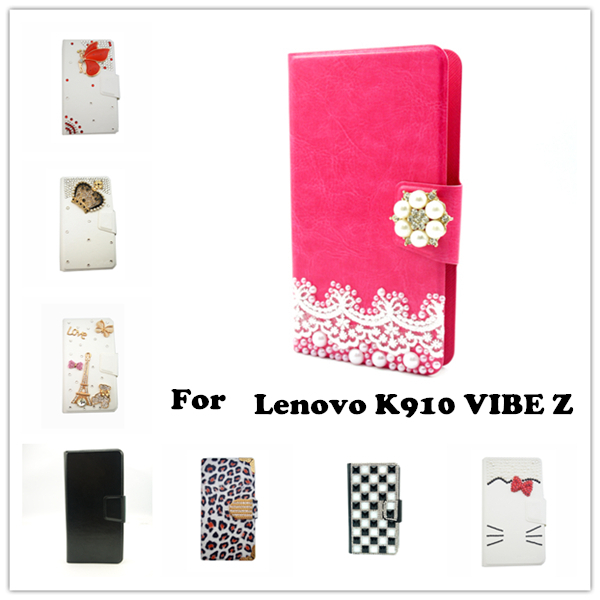 Luxury Wallet Crystal Bling Mobile Bags Rhinestone Leather Universal Cover Phone Case for Lenovo K910 VIBE