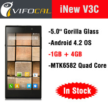 Original iNew V3C MTK6582 Quad Core Smart Mobile Phone 5.0” Gorilla Glass Android 4.2 1GB RAM+ 4GB ROM 3G WCDMA OTG GPS Russian