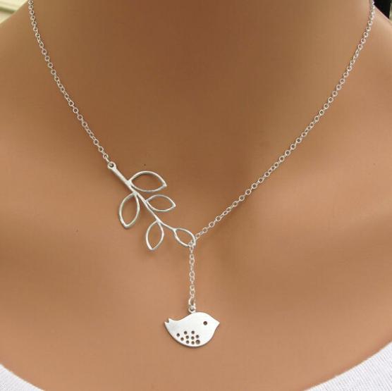 TX 258 Hot Sale Branches bird necklace Pendant Jewelry Gift personality leaves leaf Jewelry for Gift