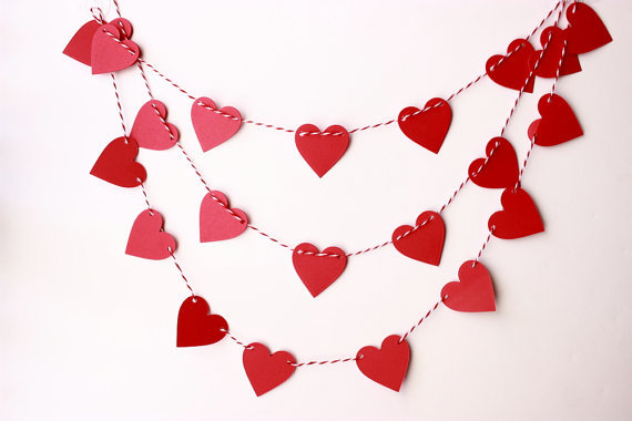 Paper-Red-Heart-Garland-Valentines-Day-Decor-Valentine-Wedding-Garland ...