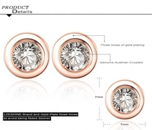LZESHINE Brand Punk Style SWA Elements Austrian Crystal Stud Earrings 18K Rose Gold Plate Round Earrings