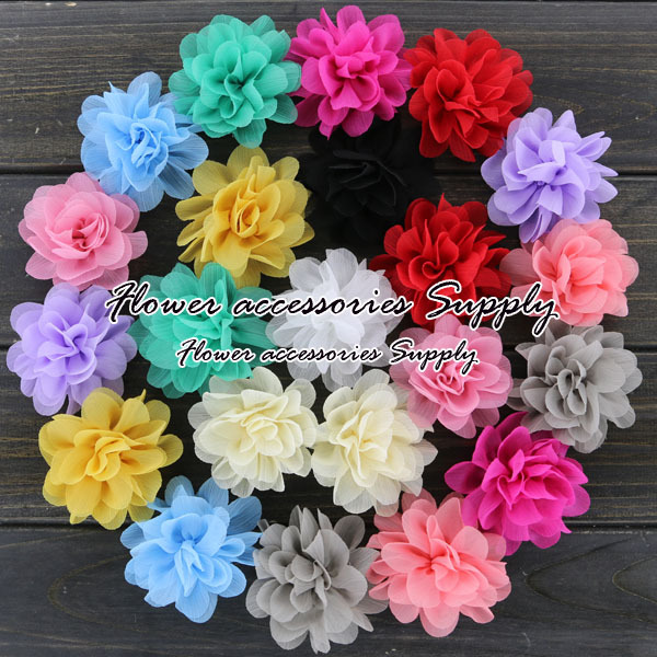 Free Shipping 60pcs lot About 2 8 Charlotte Tulle Puff Flower Chiffon Flowers Baby Girl Hair
