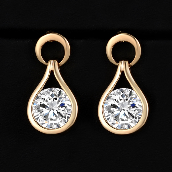 New Design Fashion Charm Plating Gold Cross Geometry Round Crystal earrings jewelry Statement Earring for women