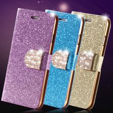 Stand Wallet Style Luxury Glitter PU Leather Flip Case For iPhone 6 Plus 5 5 Diamond