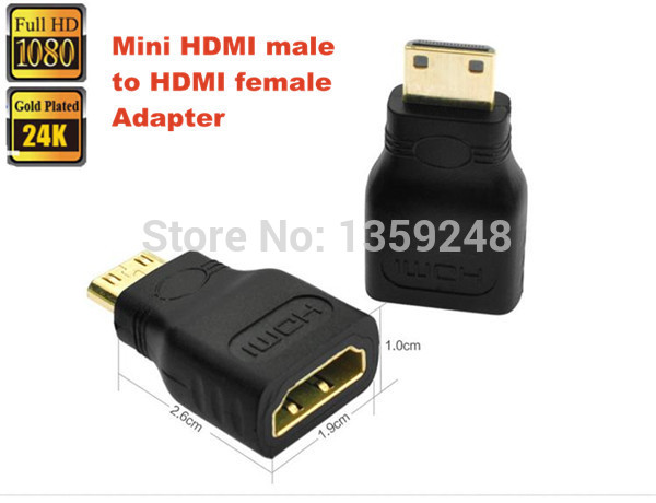 Gold Plated 1080P Mini Male HDMI to Standard HDMI Female extension Adapter Connector Converter for HDTV