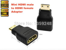 Gold-Plated 1080P Mini Male HDMI to Standard HDMI Female extension Adapter Connector Converter for HDTV Camera MP4 MP5 Tablet